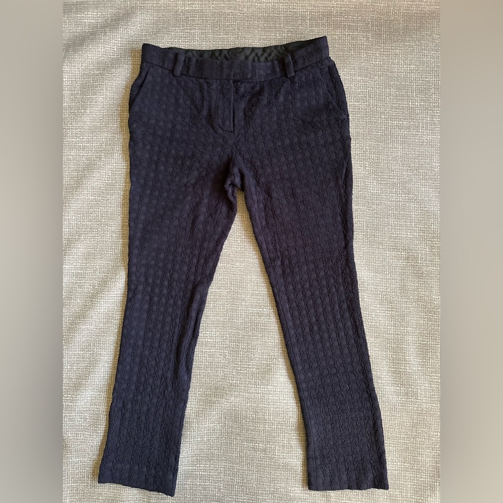 Tory Burch Cropped Kayden Textured Knit Navy Pants size XS